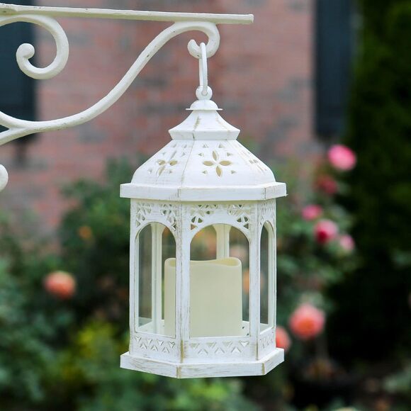 Kate Aspen Distressed Lanterns - Vintage White 5" x 13" set of 2 - Picture 3 of 6